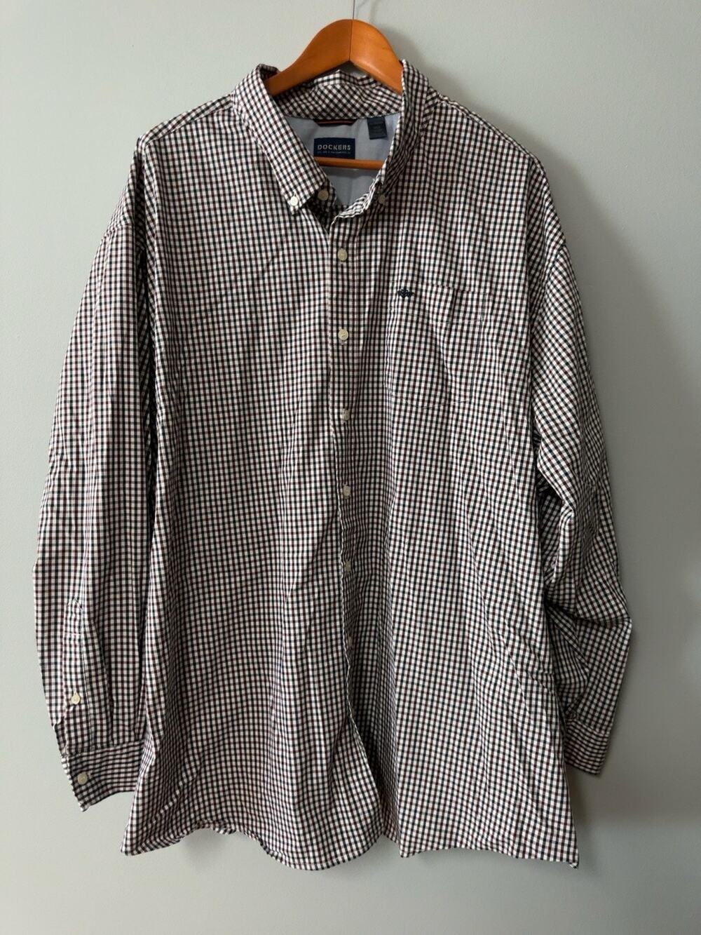 Dockers Men’s 3XL Gingham Button Down Shirt  Long Sleeve Cotton